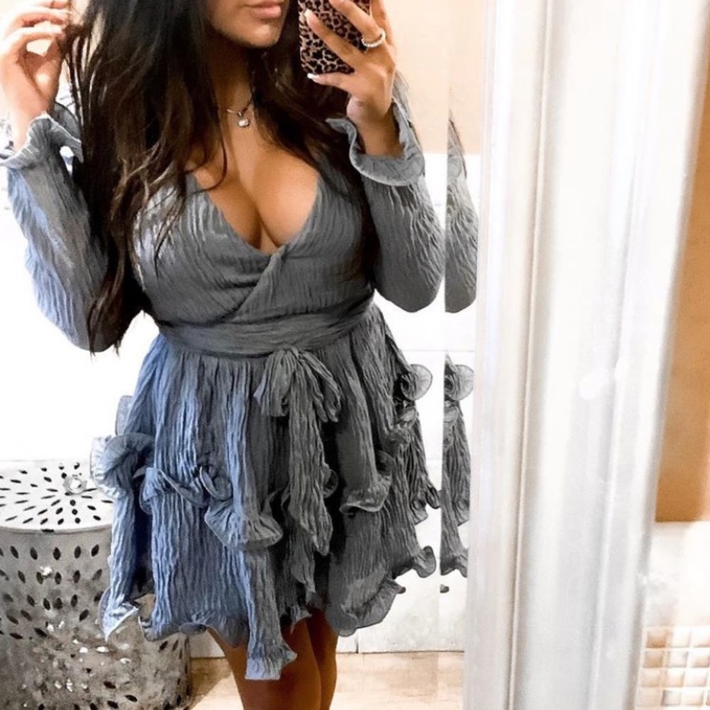 Blue ruffle dress !